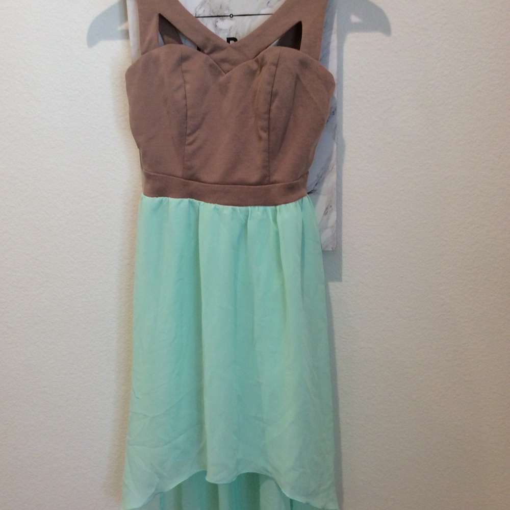 Mint high low dress